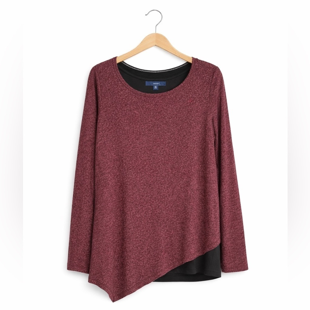 Women’s Apt. 9 Size XL Sparkly Maroon Tunic with Black Underlay. #Tunics